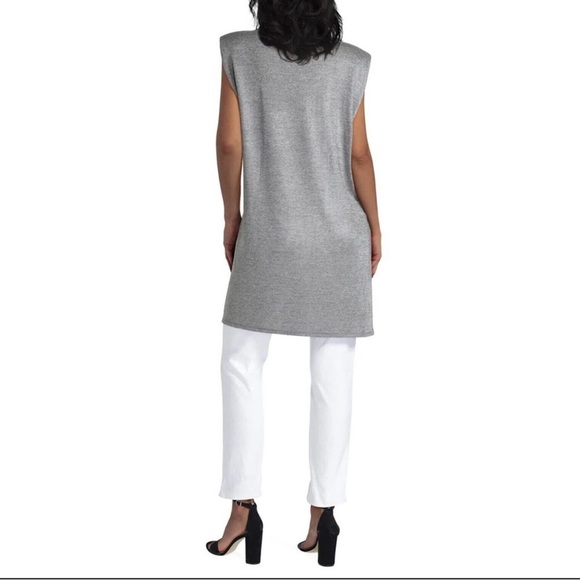 H Halston | Gray Tunic Knit Shoulder Pad Top - Picture 6 of 11